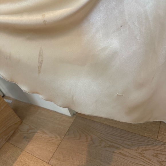 Tara Lauren Spring 2017 Strapless Lace Over Satin with Train Wedding Dress Sz 10 - Picture 11 of 15